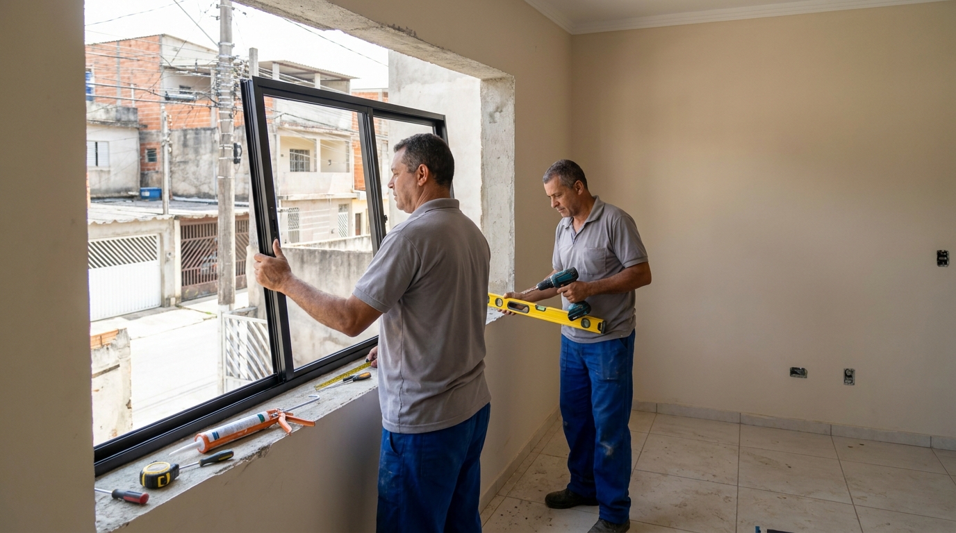Esquadria de alumínio com vista para rua em Limeira-SP